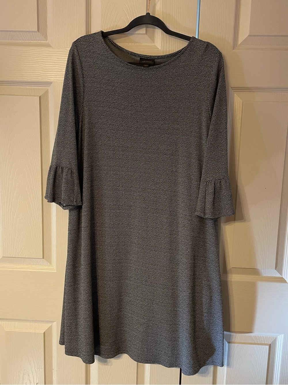 J.Jill, Dress, Houndstooth, Midi, A-line, Stretch, Wearever, Ruffle Sleeves, XLP